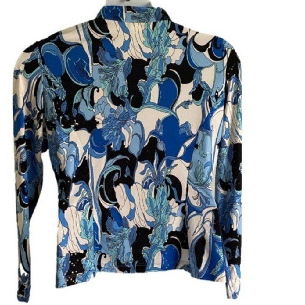 MSK Full Zip Lightweight Jacket Blue White Black with Sequins Large NEW NWT - Picture 8 of 15